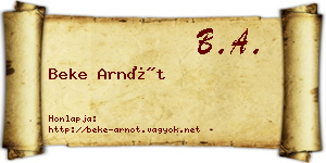Beke Arnót névjegykártya